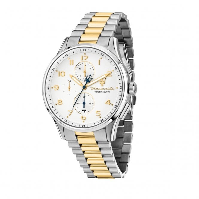 Maserati  Gents Sorpa Silver Dial Two Tone Stainless Steel Chronograph Watch