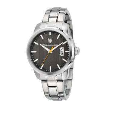 Maserati Gents Succeso Grey Dial Stainless Steel Watch