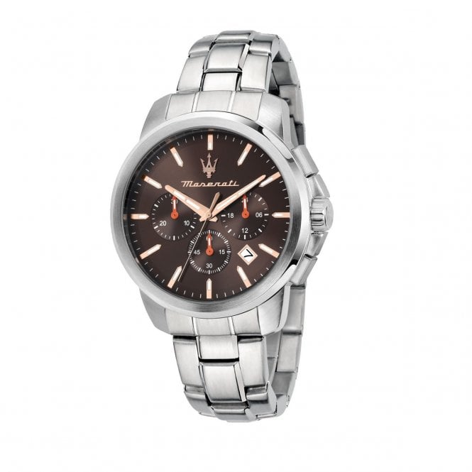 Maserati  Gents Successo Brown Dial Stainless Steel Chronograph Watch