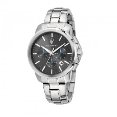 Maserati Gents Successo Gunmetal Dial Stainless Steel Chronograph Watch