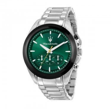 Maserati Gents Traguardo Green Dial Stainless Steel Chronograph Watch