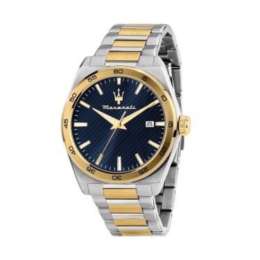 Maserati Gents Velocita Blue Dial Two Tone Stainless Steel Watch