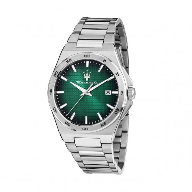 Maserati  Gents Velocita Slim Green & Black Dial Stainless Steel Watch 