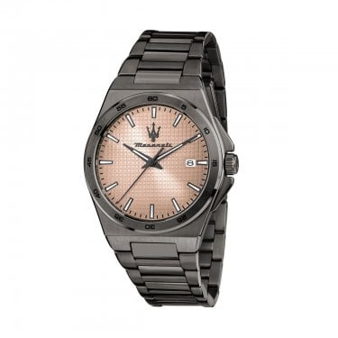 Maserati Gents Velocita Slim Rose Gold Dial Gunmetal Stainless Steel Watch