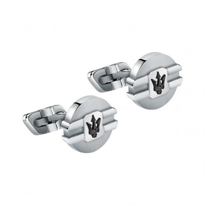 Maserati  Gioielli Stainless Steel & Black Cufflinks 1.5 x 0.3cm