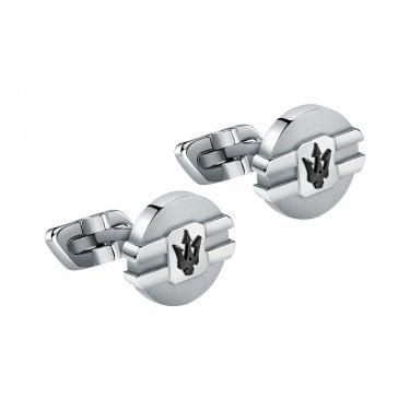 Maserati Gioielli Stainless Steel & Black Cufflinks 1.5 x 0.3cm