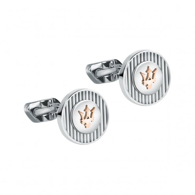Maserati  Gioielli Two Tone Stainless Steel Cufflinks 1.5 x 0.3cm