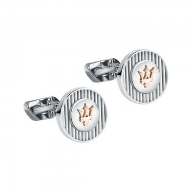 Maserati Gioielli Two Tone Stainless Steel Cufflinks 1.5 x 0.3cm