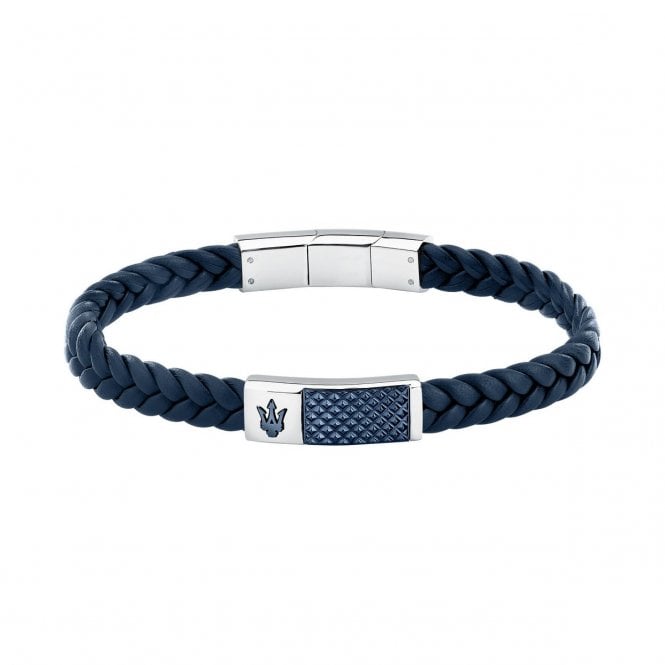 Maserati  Jewels Blue Recycled Leather Bracelet 19cm + 1cm