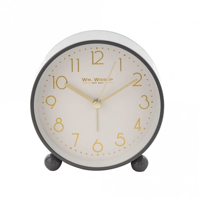Gifts Metal Case Alarm Clock Light & Snooze Grey 115 x 110mm