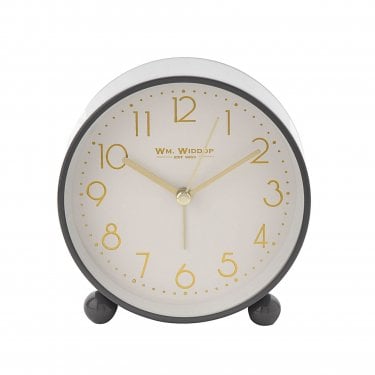 Metal Case Alarm Clock Light & Snooze Grey 115 x 110mm