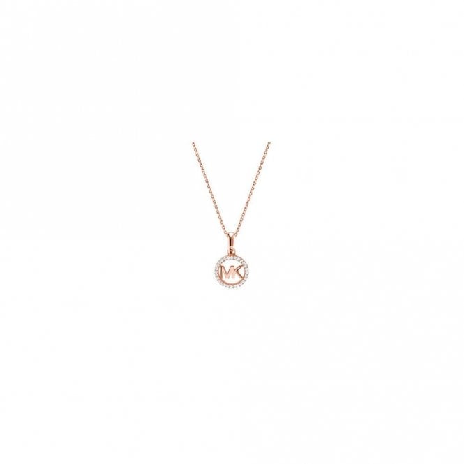 Michael Kors Jewellery Michael Kors 14k Rose Gold Plated Sterling Silver CZ Logo 16-18 inch Necklace 