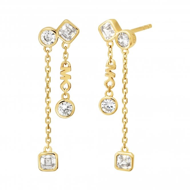 Michael Kors Jewellery Michael Kors Premium Kors Brilliance Gold Tone Sterling Silver CZ Drop Earrings 2.9cm