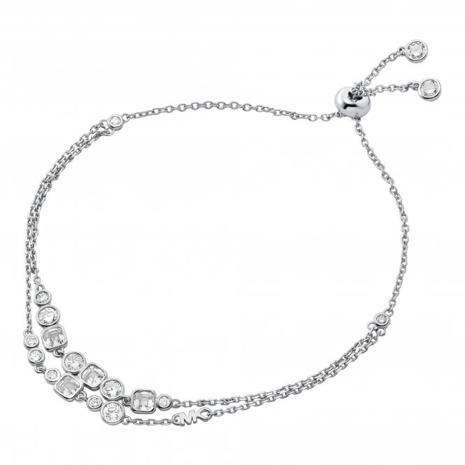 Michael Kors Jewellery Michael Kors Premium Kors Brilliance Sterling Silver CZ Double Strand Adjustable Slider Bracelet 21.6cm
