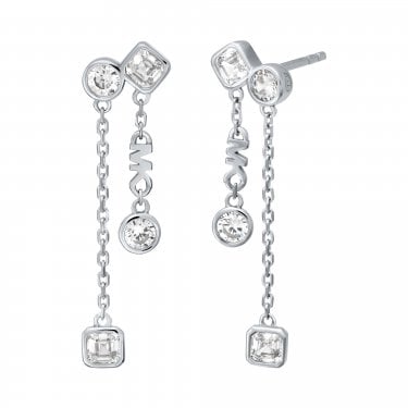 Michael Kors Premium Kors Brilliance Sterling Silver CZ Drop Earrings 2.9cm