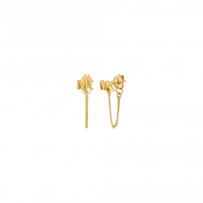 Michael Kors Jewellery Michael Kors Premium Kors MK Gold Tone Sterling Silver Front to Back Chain Stud Earrings 1.7cm