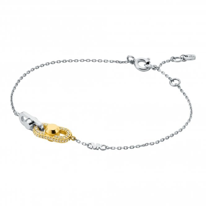Michael Kors Jewellery Michael Kors Premium Kors Sterling Silver Astor Link Two Tone CZ Bracelet 16-18.5cm