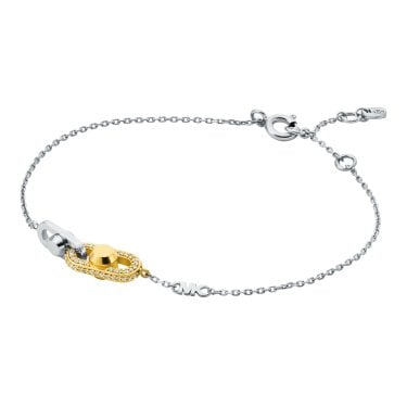 Michael Kors Premium Kors Sterling Silver Astor Link Two Tone CZ Bracelet 16-18.5cm