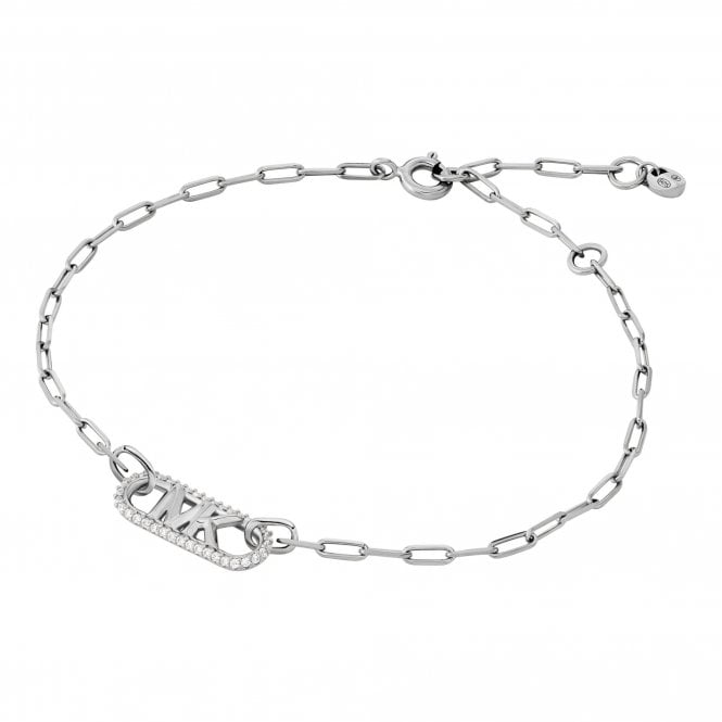 Michael Kors Jewellery Michael Kors Premium MK Statement Link Sterling Silver Pavé Empire Link Chain Bracelet 1.8x2cm, 15.5cm