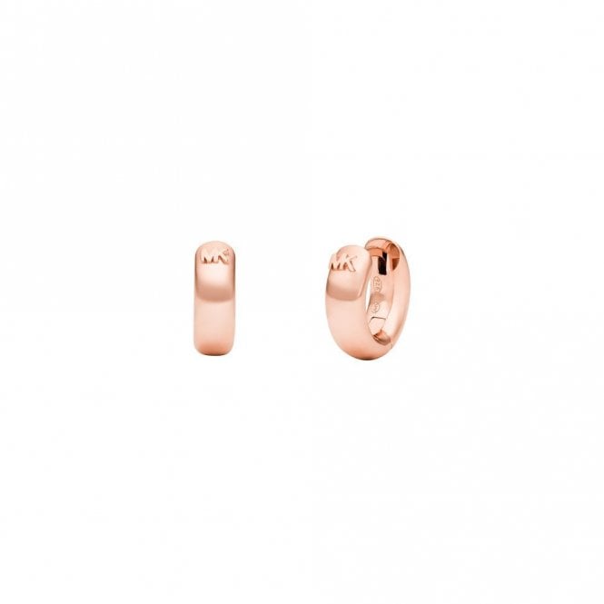 Michael Kors Jewellery Michael Kors Premium Sterling Silver 14K Rose Gold MK Huggie Earrings 1.3x1.3cm