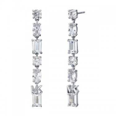Michael Kors Premium Sterling Silver Brilliance Mixed Stone Drop Earrings 4.2x0.4cm
