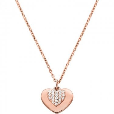 Michael Kors Premium Sterling Silver Rose Gold Tone Necklace 16-18inch