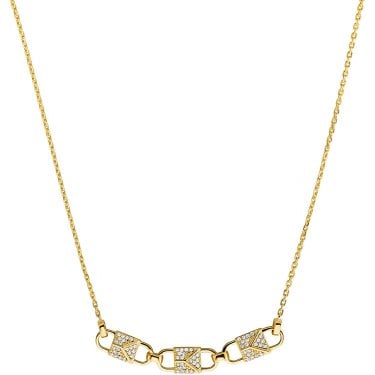 Michael Kors Premium Sterling Silver Yellow Gold Tone Mercer Link Necklace 40-45cm