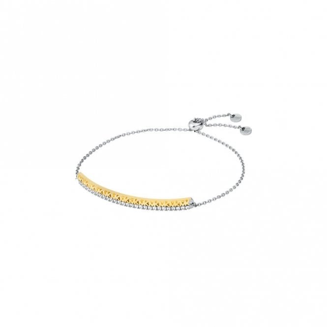 Michael Kors Jewellery Michael Kors Premium Two Tone Sterling Silver & 14K Yellow Gold Tone CZ MK Slider Bracelet