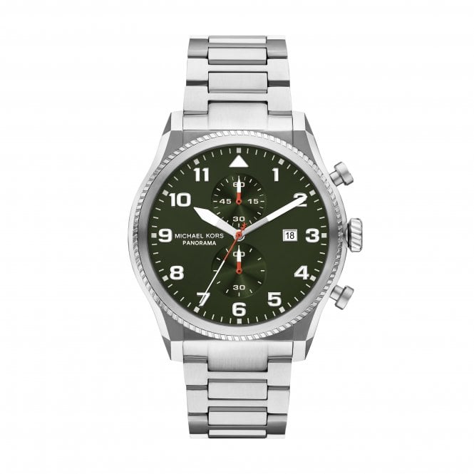 Michael Kors Watches Michael Kors Gents Panorama Green Dial Stainless Steel Watch