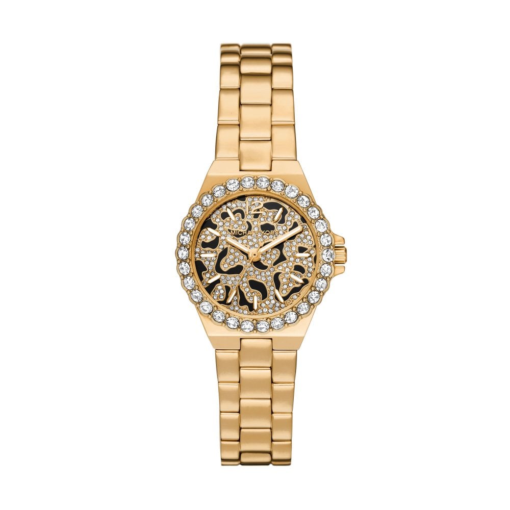 Michael Kors Watches Women's Gold Michael Kors Mini Lennox Animal Pave Tone Stainless Steel Watch - Image 2