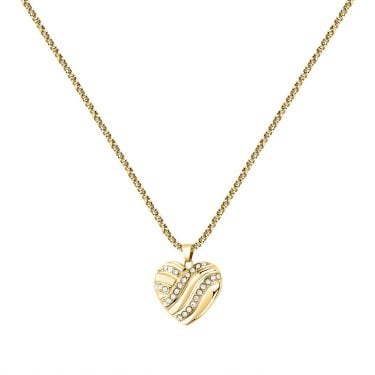 Morellato Battito Crystal Heart Gold Tone Necklace 40-45cm