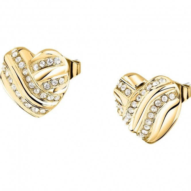 Morellato  Battito Crystal Heart Gold Tone Stud Earrings 1.2cm