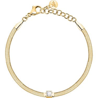 Morellato Gioia Crystal Snake Chain Gold Tone Bracelet 16-19cm