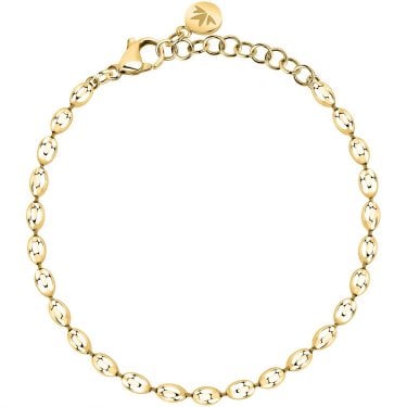 Morellato Intrecci Beaded Gold Tone Chain Bracelet 16-19cm
