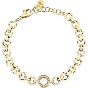Morellato Intrecci Crystal Circle Gold Tone Bracelet 16-19cm