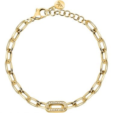 Morellato Intrecci Crystal Gold Tone Chain Bracelet 16-19cm 