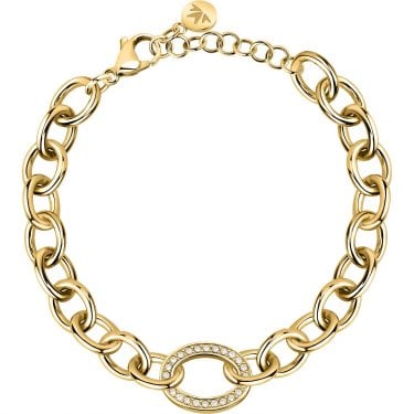 Morellato Intrecci Crystal Oval Gold Tone Chain Bracelet 16-19cm