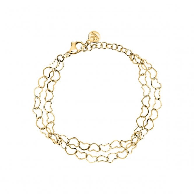 Morellato  Intrecci Double Open Heart Link Gold Tone Bracelet 16-19cm