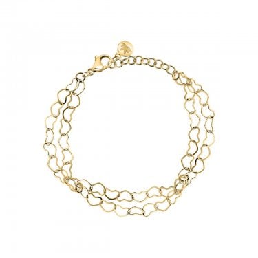 Morellato Intrecci Double Open Heart Link Gold Tone Bracelet 16-19cm
