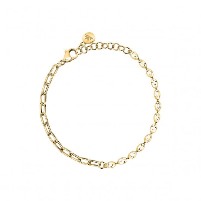 Morellato  Intrecci Half Bead Gold Tone Chain Bracelet 16-19cm