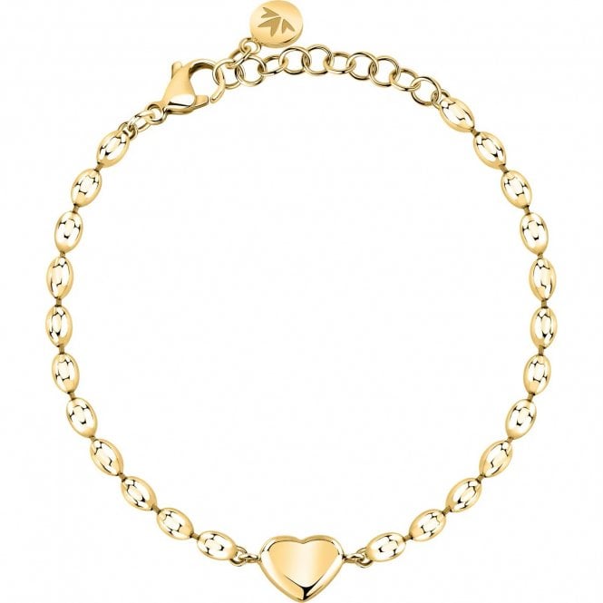 Morellato  Intrecci Plain Heart Beaded Gold Tone Bracelet 16-19cm
