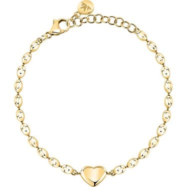 Morellato Intrecci Plain Heart Beaded Gold Tone Bracelet 16-19cm