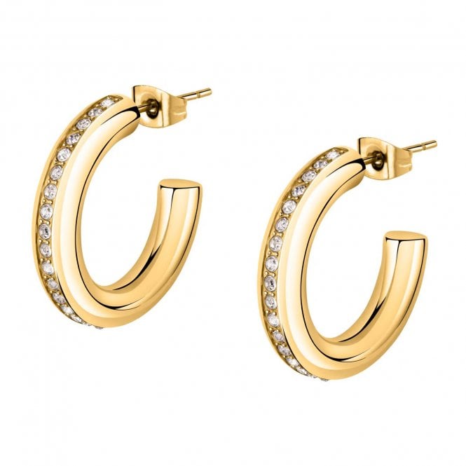 Morellato  Mascotte Creole Crystal Gold Tone Hoop Earrings 2.5cm