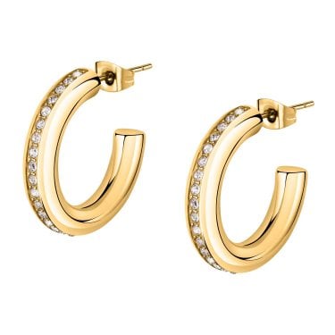 Morellato Mascotte Creole Crystal Gold Tone Hoop Earrings 2.5cm