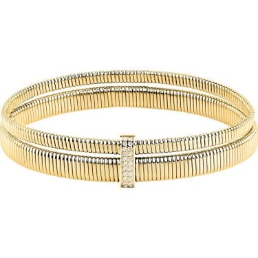 Morellato Onda Crystal Double Row Gold Tone Bangle 6cm