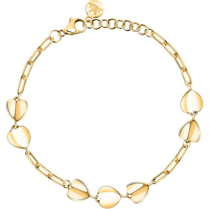 Morellato  Paillettes Hearts Paperlink Chain Gold Tone Bracelet 16-19cm