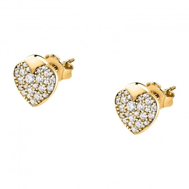Morellato  Talismani Crystal Heart Gold Tone Stud Earrings 1.5cm