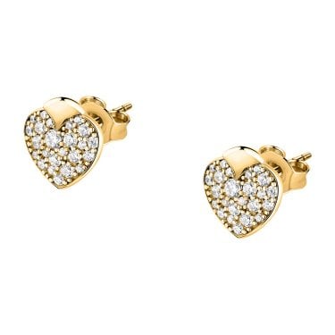 Morellato Talismani Crystal Heart Gold Tone Stud Earrings 1.5cm