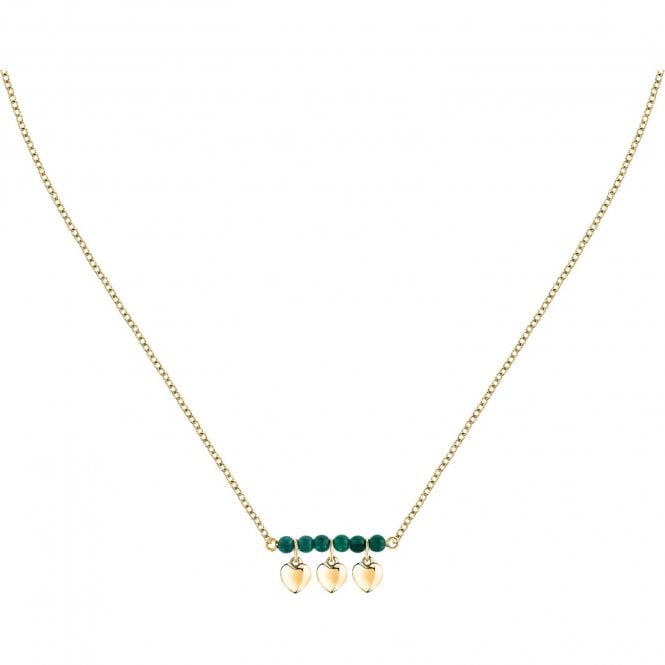 Morellato  Talismani Green Agate Heart Gold Tone Necklace 40-45cm