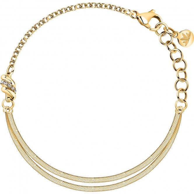 Morellato  Torchon Crystal Snake Chain Gold Tone Bracelet 15-19cm 